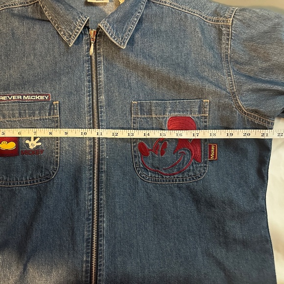 Disney Forever Mickey Embroidered Denim Zip-Up Jacket Shirt - Picture 13 of 15